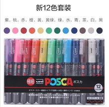 Load image into Gallery viewer, 1 Set Uni Mitsubishi Posca PC-1M/3M/5M/8K/17K Paint Marker Writing Pen  7/8/12/15 Colors/Set
