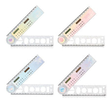 Load image into Gallery viewer, JIANWU 1Pcs Multiple Color Two-in-one Plastic 30cm Folding Drafting Ruler With Calculator Of journal School supplies
